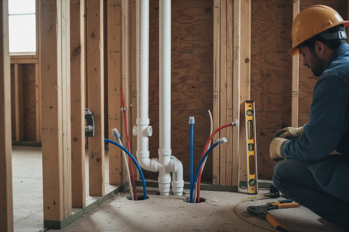 Drain and supply rough-in during Drain Cleaning in Stanfield